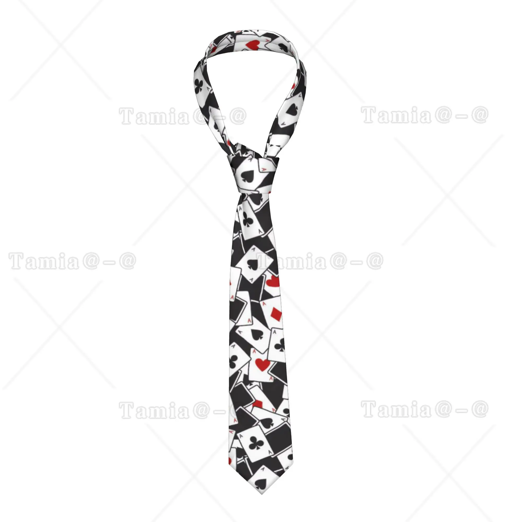 Poker Background Card  Necktie Men Women Polyester 8 cm Narrow  Neck Tie for Mens Accessories Cravat Gift