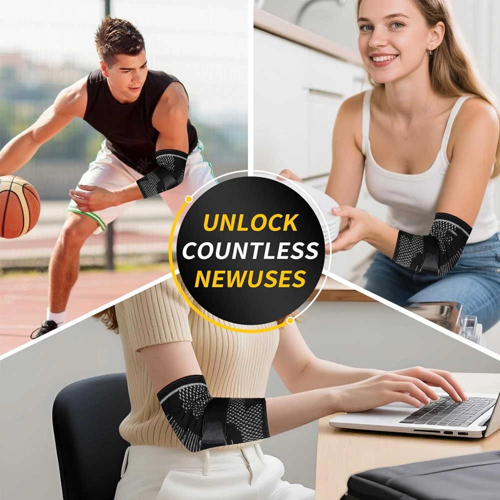 1 Stück Ellenbogenbandage - Tennis-Kompressionsbandage - Bandage für Golfer, Linker oder Rechter Arm - Sehnenentzündungs-Stützbandage für Golf, Männer und Frauen – Detail 9