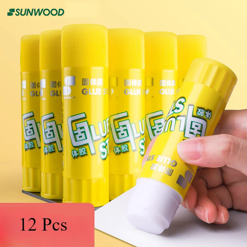 SUNWOOD กาวความเหนียวสูง PVA 21กรัม/กาวแท่ง/แห้งเร็วทนทาน6607 12แพ็ค