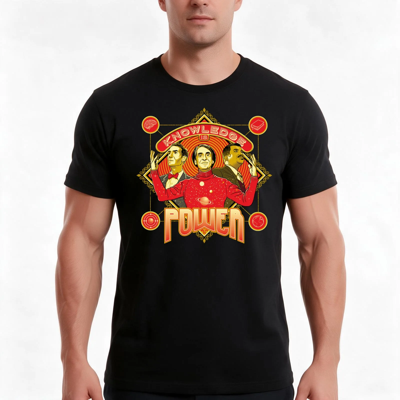 Knowledge is Power T-Shirt, Summer Casual Cotton Tee, Oversized Streetwear Tops, Vintage Graphic Print, Loose Fit Short Sleeve