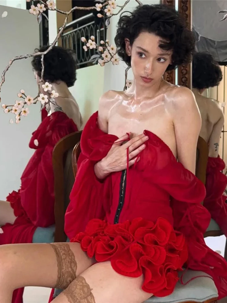 

Sisterlinda сексуальный рождественский укороченный топ с разрезом на шее, женские сетчатые лоскутные гофрированные металлические однобортные вечерние футболки с рукавами-фонариками