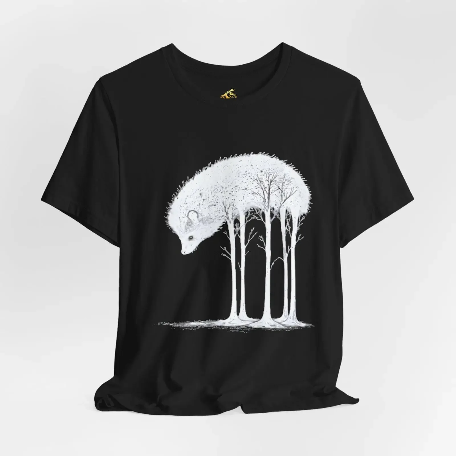 Surreales Igel-T-Shirt Dunkles Waldtier Gothic Wildlife Kunst Vintage Gewaschenes Leicht grafisches Oberteil für den Alltag