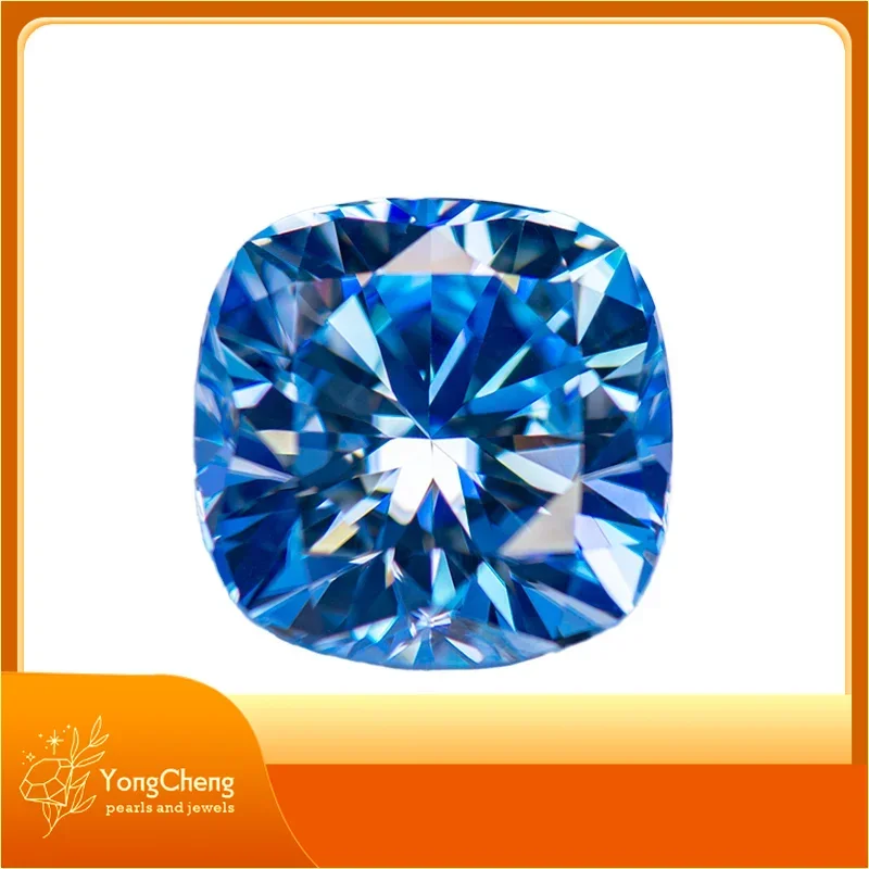 

Moissanite Stone Cushion Cut Ice Blue Color Lab Grow Diamond Charms DIY Ring Necklace Earrings Making With GRA Certificate