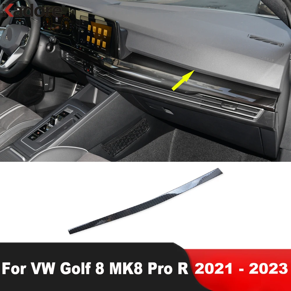 For Volkswagen VW Golf 8 MK8 Pro R 2021 2022 2023 Carbon Fiber Car Center Console Cover Trim Dashboard Molding Strip Accessories