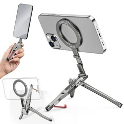 CAMOLO Magnetic Tripod w Fence-Mounted Cold Shoe Phone holder Desk Stand for Magsafe iPhone 16 15 14 13 12 Pro/Pro Max Android