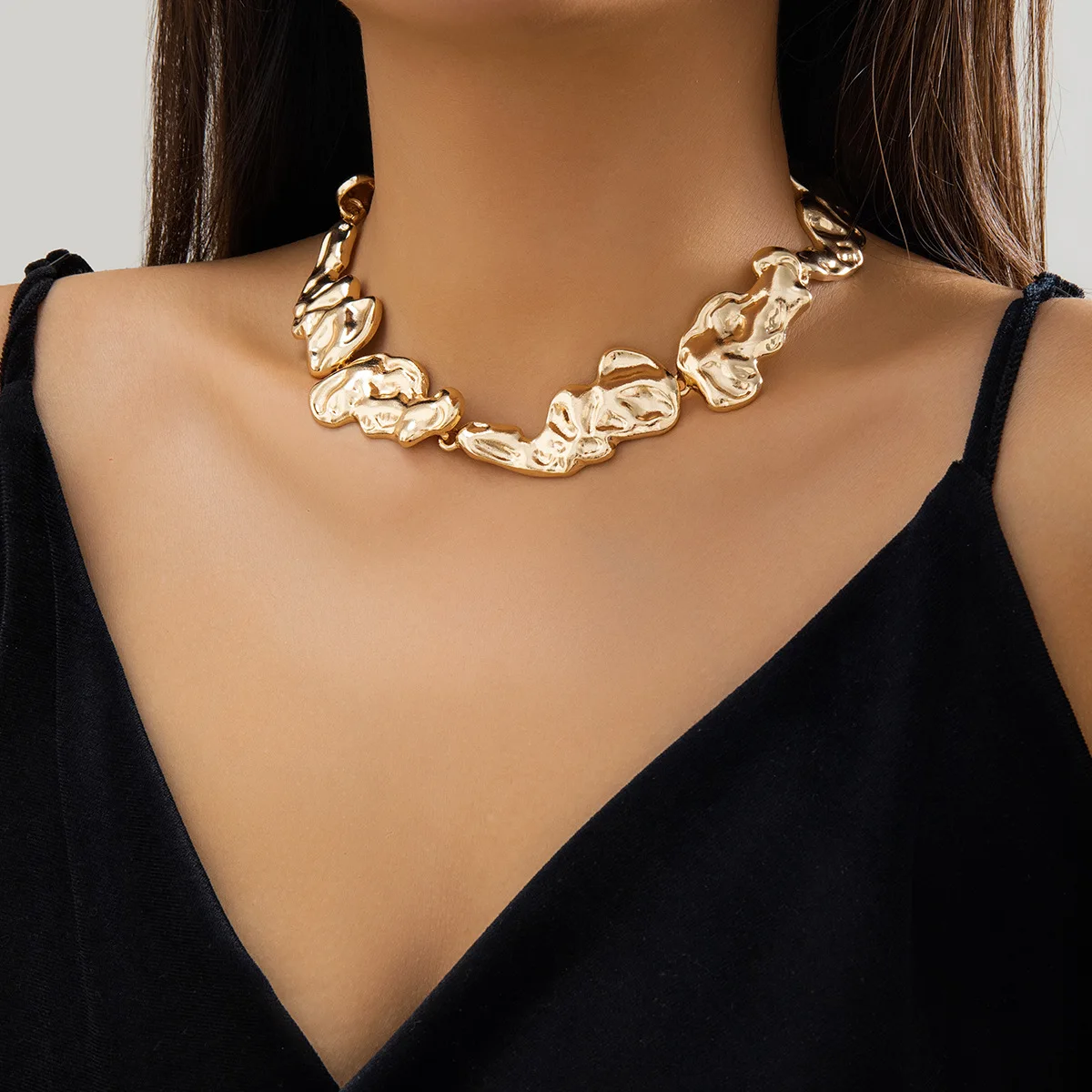Creative Irregular Liquid Metal Necklace, Earrings & Bracelet Set