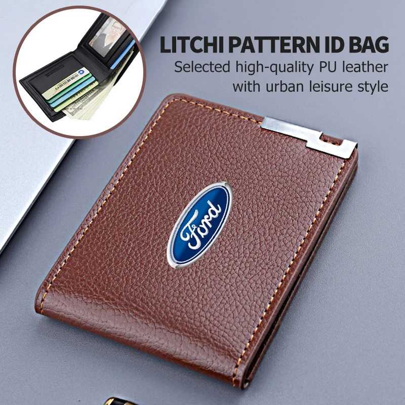 الليتشي نمط محفظة جلدية عملة بطاقة الهوية سستة المحفظة لفورد فوكس mk2 mk3 mk4 فييستا رينجر مونديو S-MAX كوغا