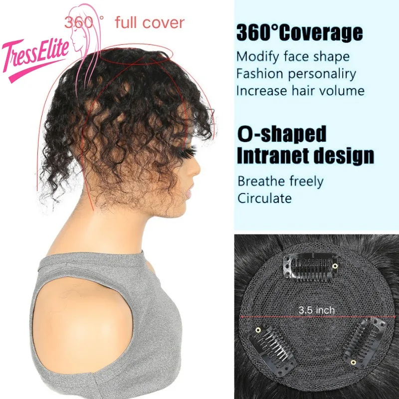 Parrucca Capelli Umani Acqua/Profonda/Ricci/Crespo Dritto Colore Naturale TOPPERS Pezzo di Ricambio Dei Capelli 360 Copertura Completa Brasiliano Vergine Remy