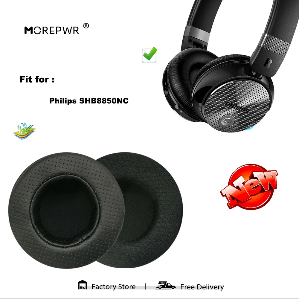 Morepwr nova atualização substituição almofadas para philips shb8850nc fone de ouvido peças couro almofada veludo earmuff manga