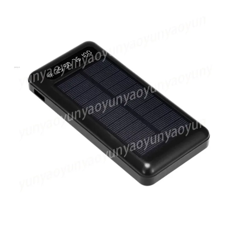 10000mAh Solar Power Bank with Built-in Cable, Ultra-Thin Fast Charging Outdoor Portable Battery for Travel