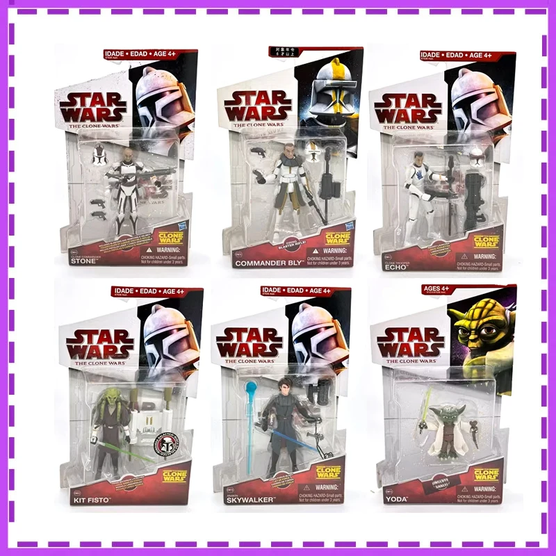 

Hasbro Anime Star Wars The Clone Wars Echo Yoda Skywalker Kit Fisto Kenobi Christmas Gifts Genuine Action Figure Model Toys