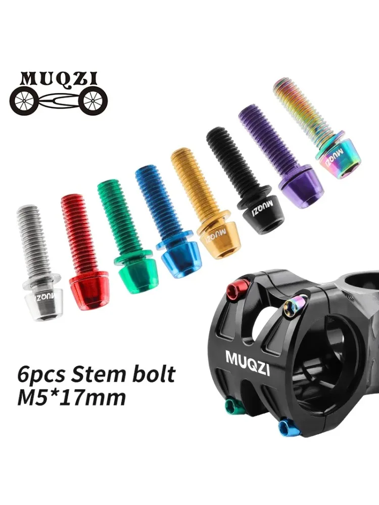 AliExpress MUQZI 6pcs Stem Bolts M5x17mm Bicycle Handlebar Stem Screw With Washer MTB Road Bike Stem Riser Screw DROPSHIPPING
