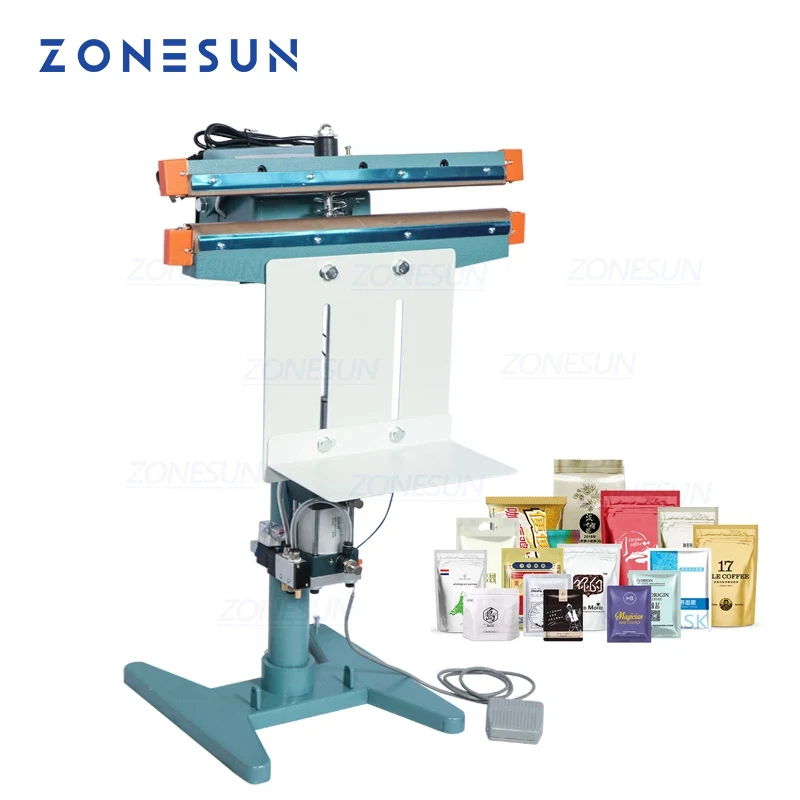 

ZONESUN ZS-FK450D Pneumatic Foot Pedal Heat Sealing Machine Aluminum Foil Plastic Bag Sealer Food Beverage Machinery