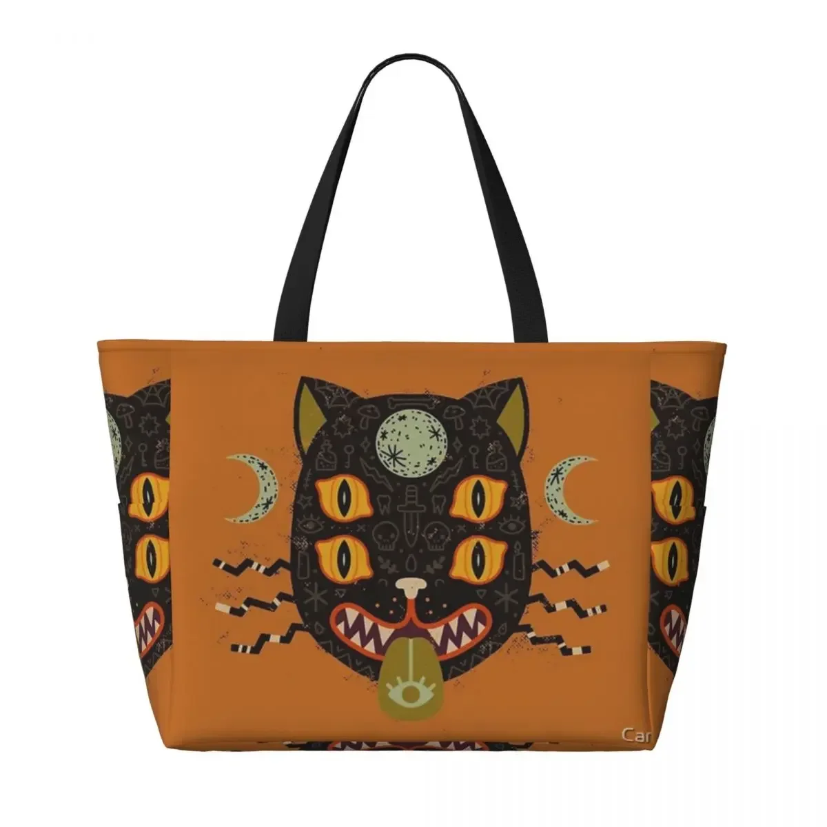 Spooky Cat Beach Travel Bag, Tote Bag Personality Practical Gifts Birthday Gift Multi-Style Pattern