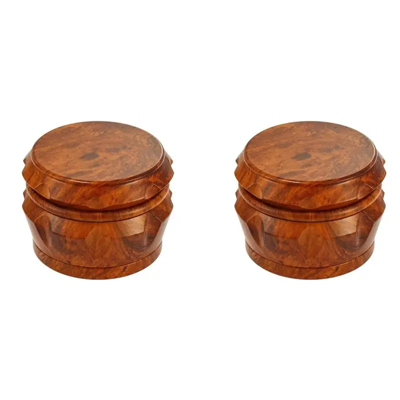 A36T-2X Wooden Grinder Large Capacity 4-Layer Grinder With Pollen Scraper Suitable For Home Kitchen Brown
