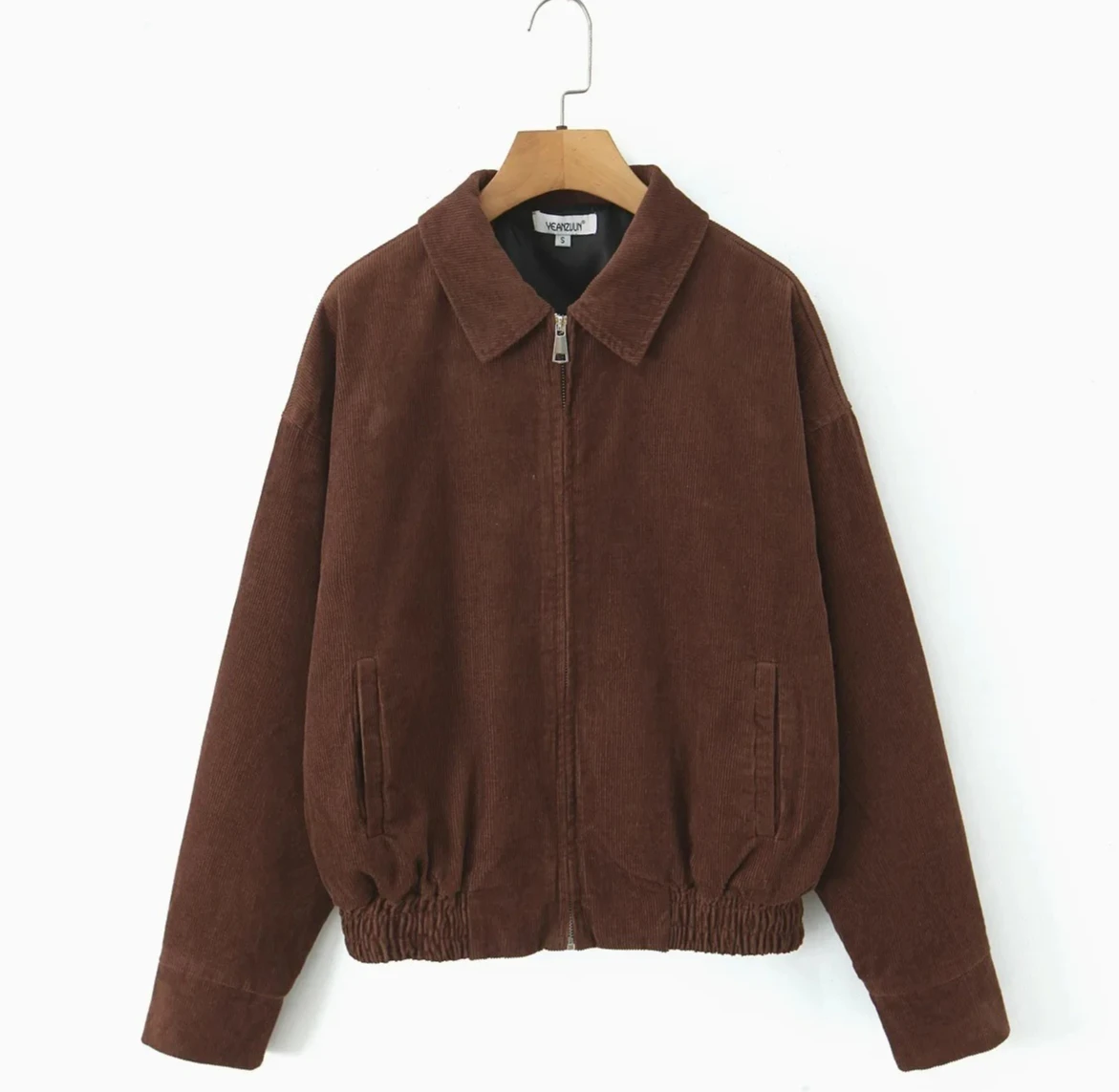 Chaqueta Retro americana para mujer, cárdigan abierto de pana holgado hasta los hombros, abrigo de otoño, Color caramelo, estilo callejero