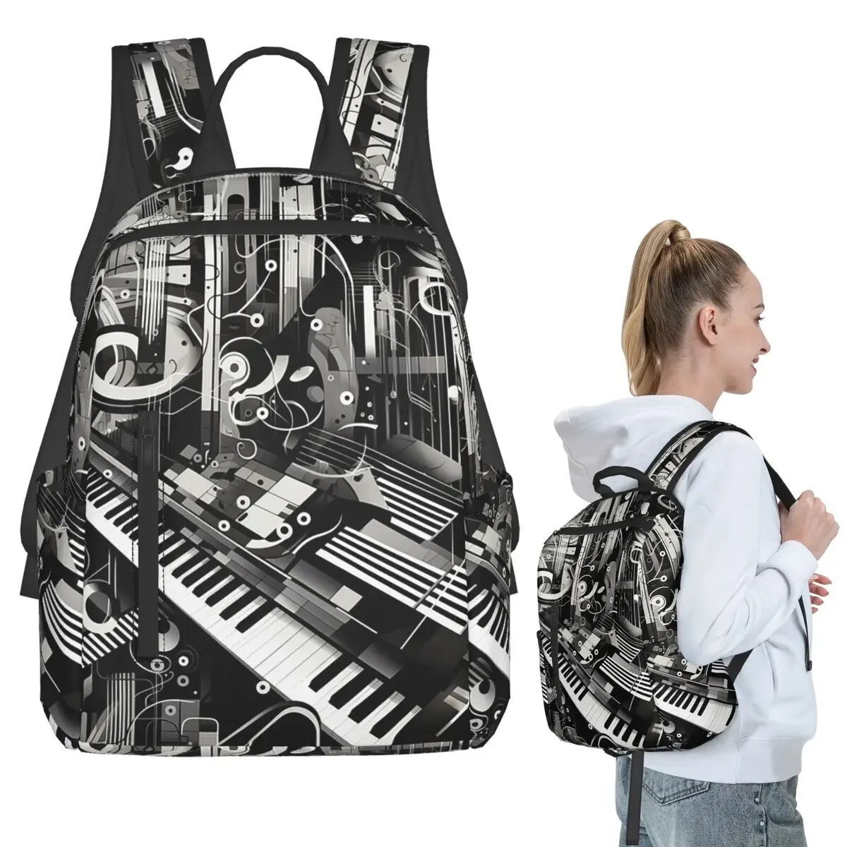 Music Notation Musical Notes Backpack Student BookBag Children School Bag Computer Shoulder Bags Boys Girls