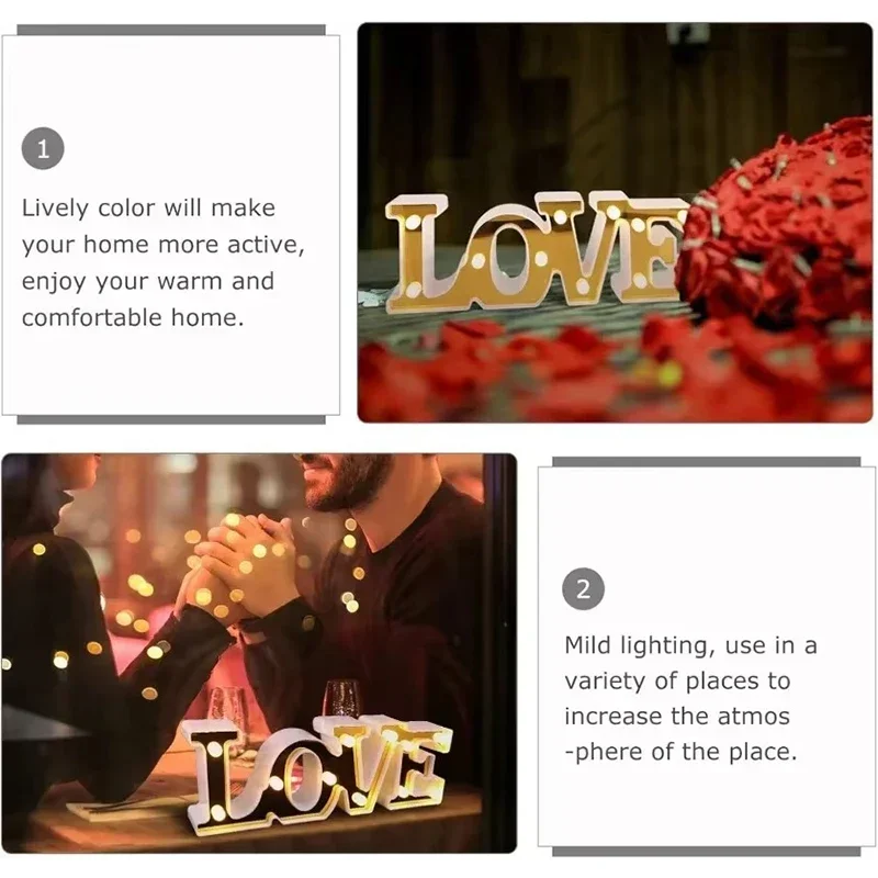 San Valentino AMORE Luci di segnalazione a LED Luci da lettera romantiche Decorazione desktop per la casa Puntelli per atmosfera di nozze Decorazioni per feste