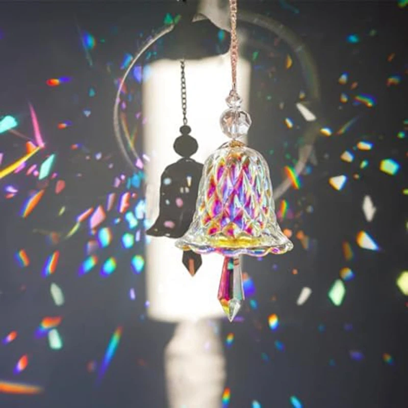 Crystal Sun Catchers Christmas Ornaments Christmas Decorations Suncatcher Indoor Window Rainbow Prism Bells Hanging