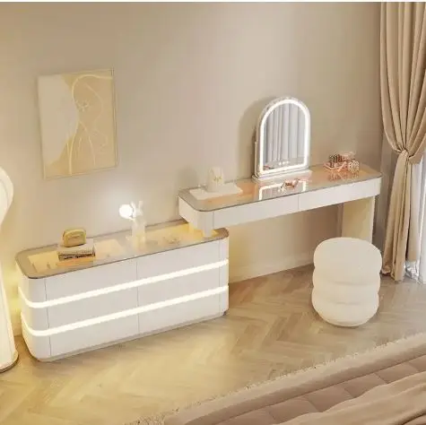 Nordic Dressing Table with 6 Drawers Organizer Simple Makeup Vanity Table Soild Wood Chair Muebles Price Difference Link