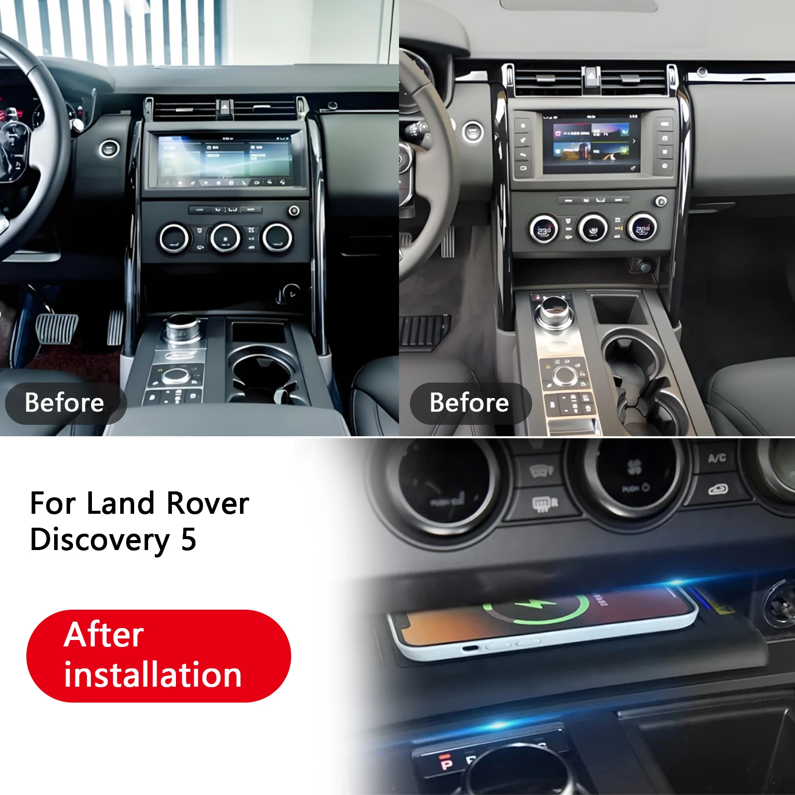 Para land rover range rover discovery 5 2017-2025 console central do carro carregador de telefone rápido carregador sem fio placa suporte de carregame