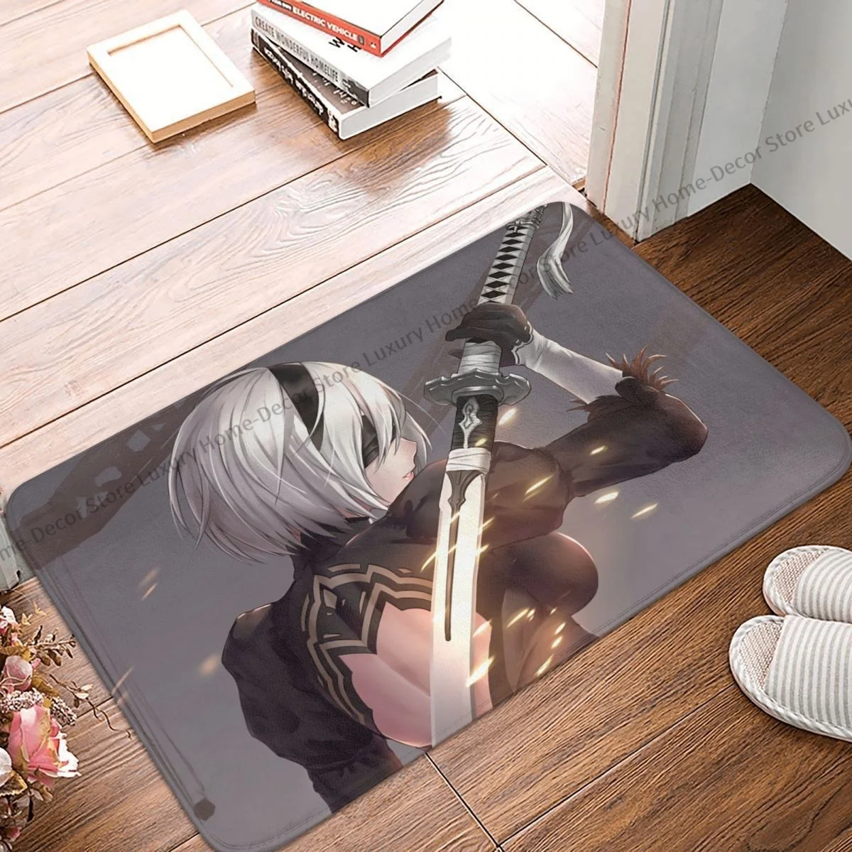 Nier Automata Heitai Girl Game Anti-Slip Doormat Kitchen Mat Floor Carpet Entrance Door Rug Bedroom Decor