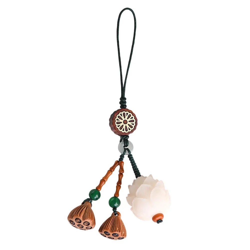 

Lotus-Flower Phone Pendant Sturdy Bodhi Keychain Hanging Pendant DIY Accessory Mobile Phone Decoration Long-Lasting Gift Charm