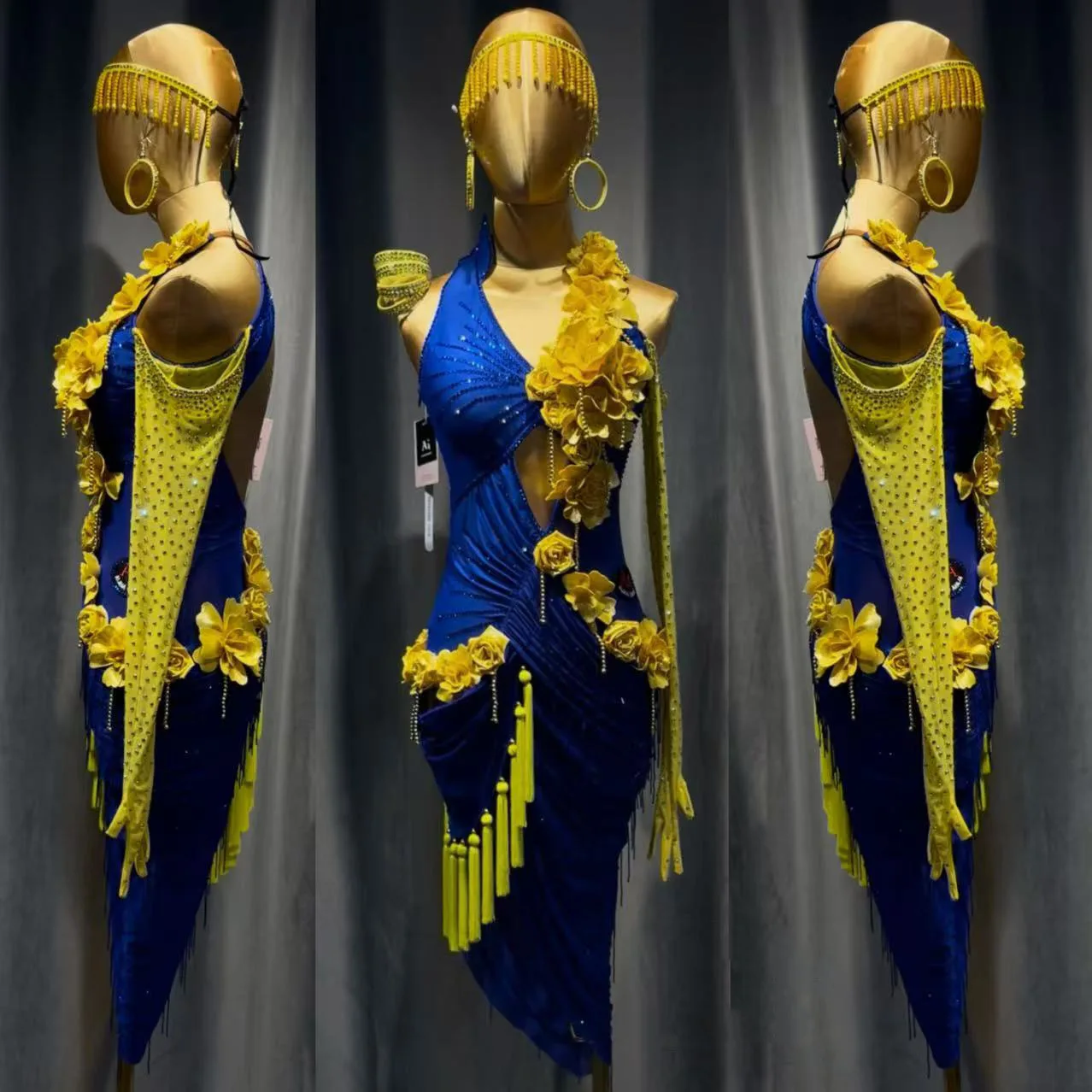 فستان الرقص اللاتيني AB Stone للسيدات البالغات والأطفال الراقية مخصص من قطعة واحدة فستان أداء السامبا الأسود لحمام السباحة