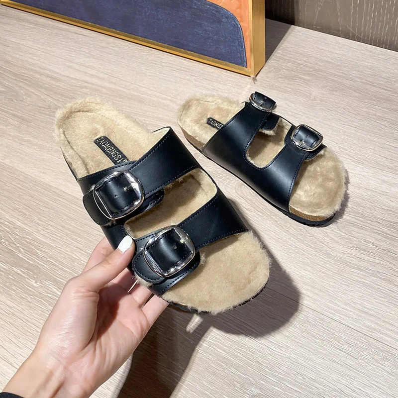 

Autumn Winter Plush Fluffy Slippers for Women Fashion Comfortable Thick-soled Women's Cotton Slippers Warm Flat Women's Shoes