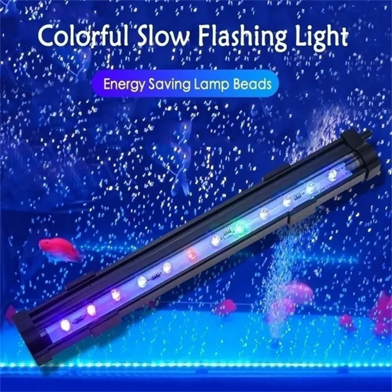 Luz LED colorida para acuario, enchufe europeo/estadounidense, tira de barra sumergible impermeable, iluminación sumergible, decoración de tanque