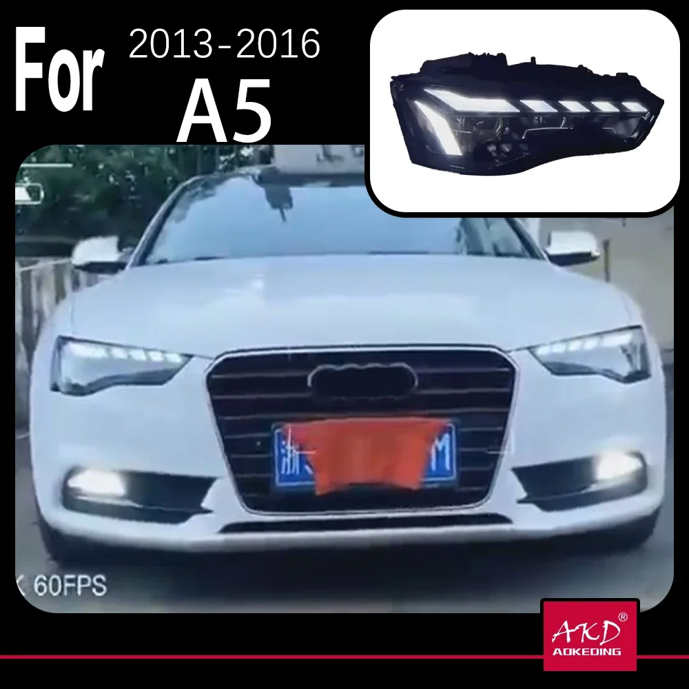 AKD Car Styling for A5 LED Headlight Projector Lens 2008-2016 Animation DRL Dynamic Signal Reverse Automotive Accessories