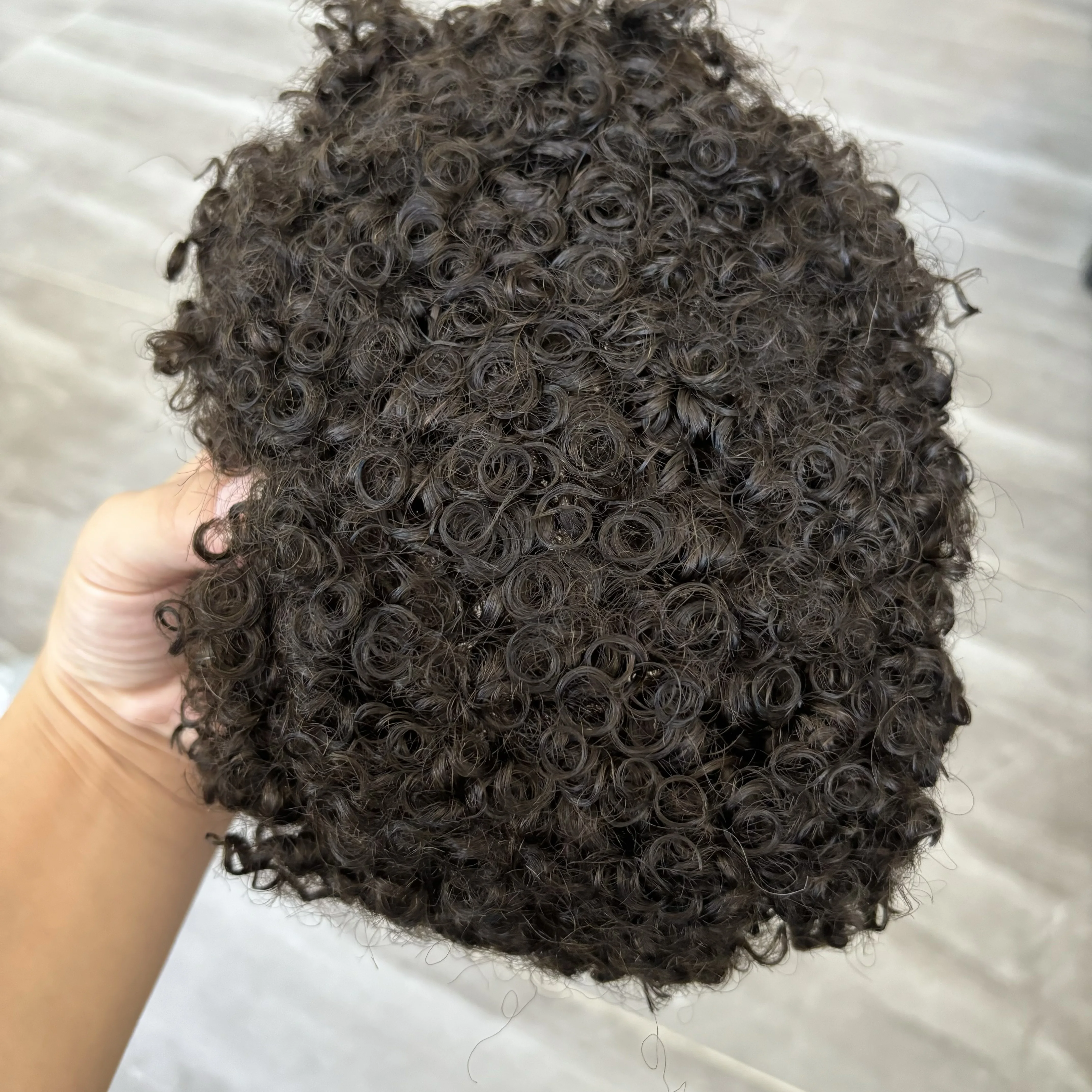 Afro Man Human Hair Prosthesis 12mm Jerry Curly Super Durable Fine Mono Base Men Toupee Natural Look Comfortable Easy Wear Wigs