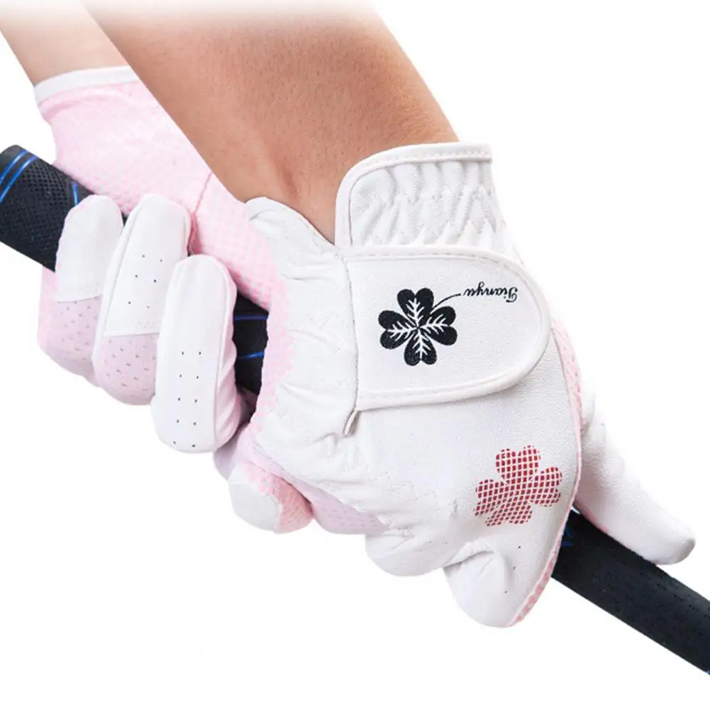

1 Pair Golf Gloves Anti Slip Breathable Golf Supplies Reliable Fit Compression Golf Glove Women Pu Leather 2 Hand Wear For Lady
