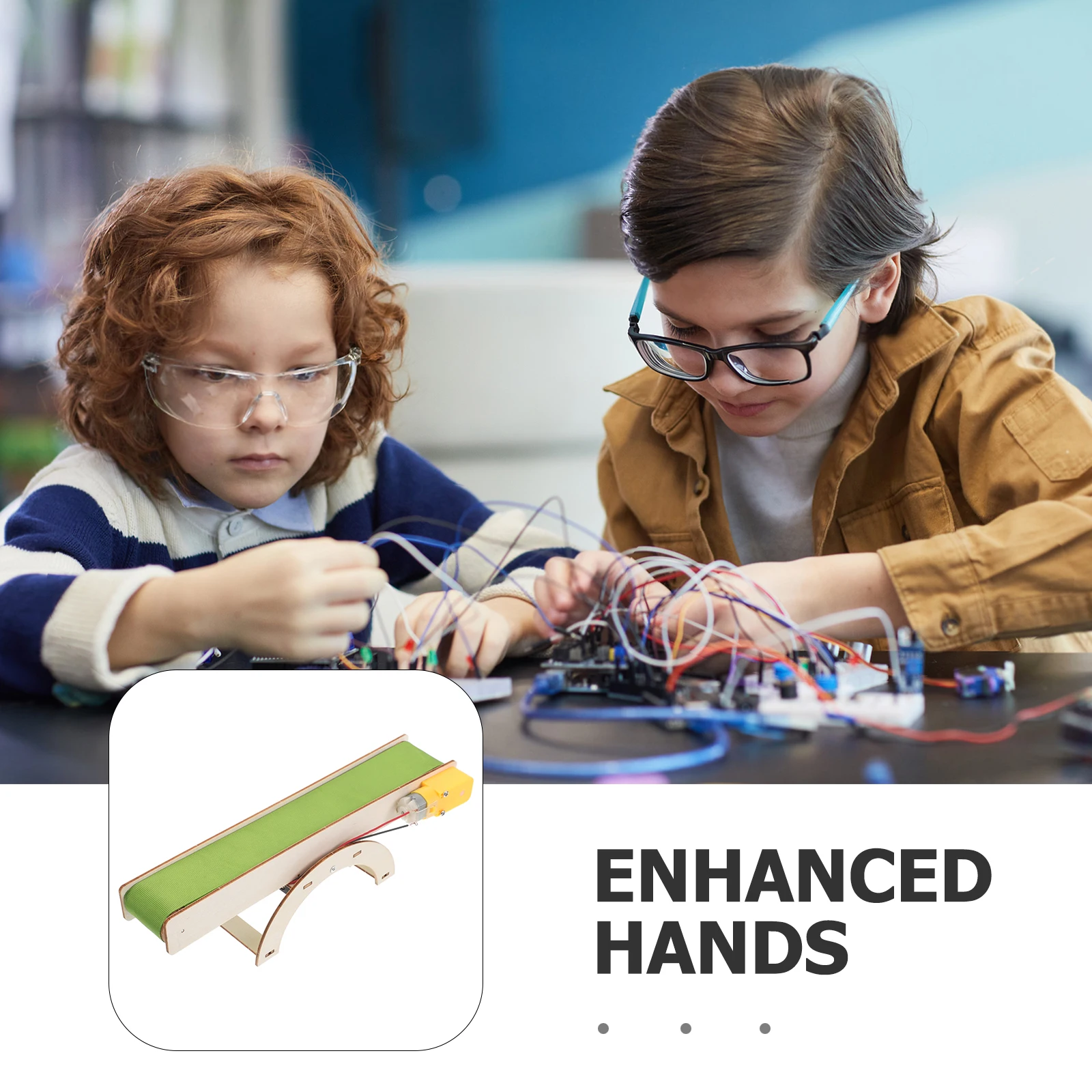 Elektrische Förderband Mini Holz Kits Automatische Schraube Gebäude Pädagogische Studenten Produktion Förderband Liefert Lehrmittel