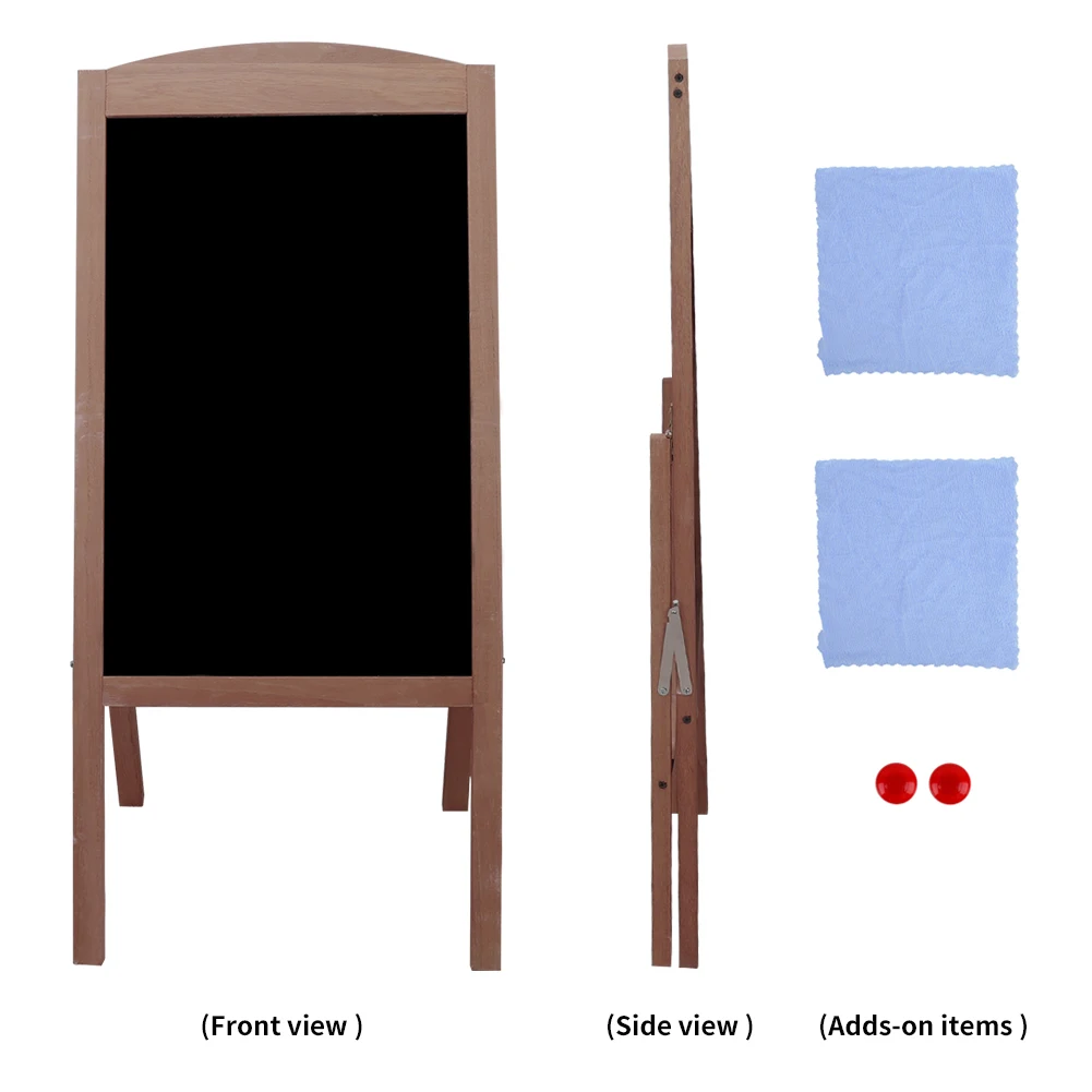 Panneau Publicitaire Extétieur Bois 90x42.5cm, Tableau Noir Sur Pied Magnétique Avec 2 Aimants et 2 Chiffons, Chevalet Ardoise Trottoir Idéal pour Restaurant Café Bar Bistrot Mariage