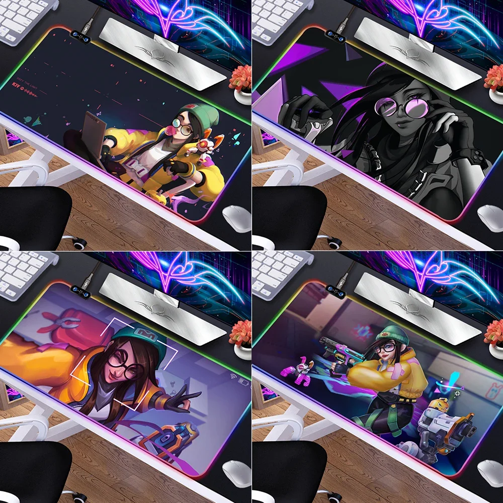 Valorant Spelbreker Shooting Game Toetsenbord Bureau Mat Rgb Mousepad Computer Accessoires Grote Gaming Printing Computer Muismat