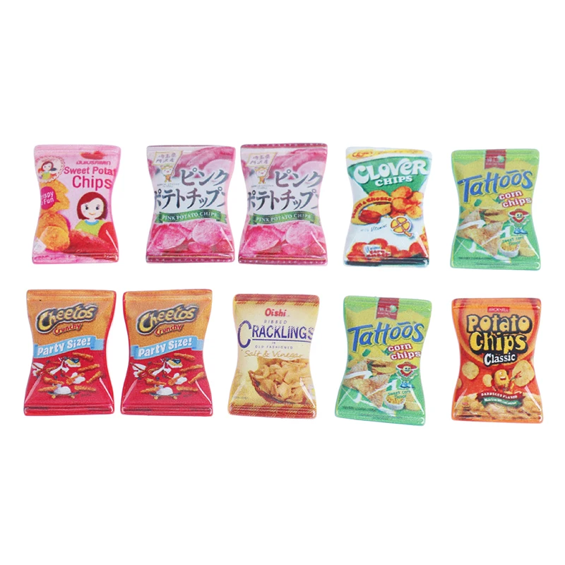 10 unids/set patatas fritas aleatorias casa de muñecas cocina en miniatura comida DIY juguetes para juego de imitación