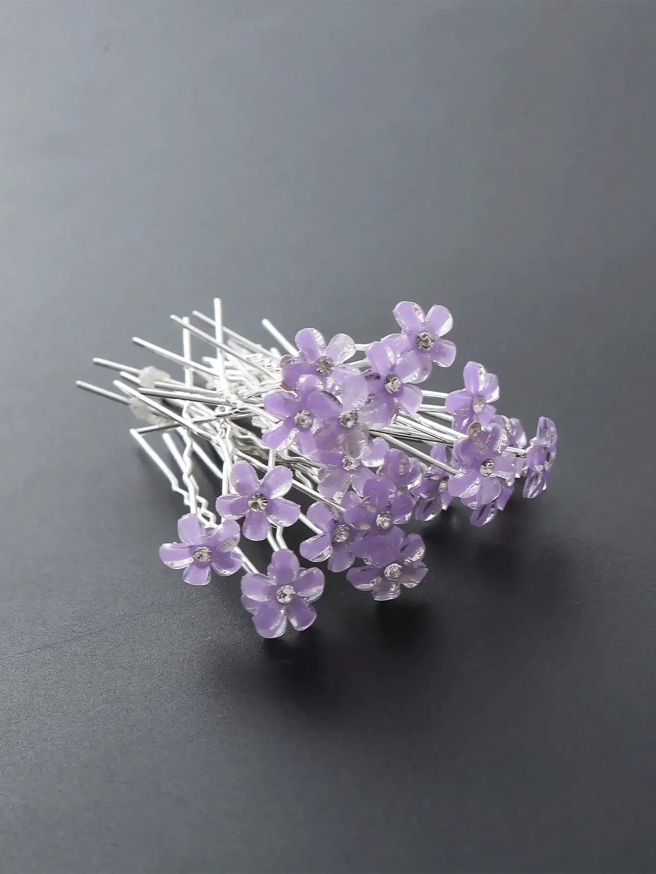 

20 шт. фиолетовых заколок для волос с цветочным узором для женщин, свадебные аксессуары