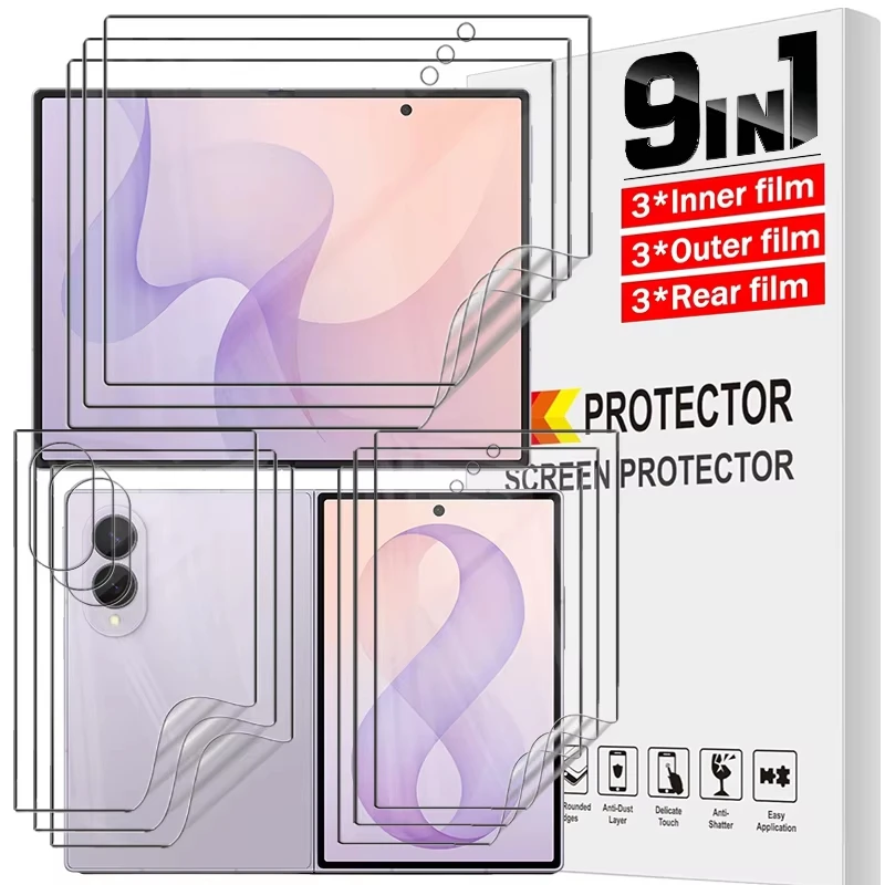 9in1 HD Hydrogel Film For Samsung Galaxy Z Fold 8 Ultra 7 6 5 Fold8 7 Front Back Inner Screen Protector For Z Flip 8 6 5 7 FE