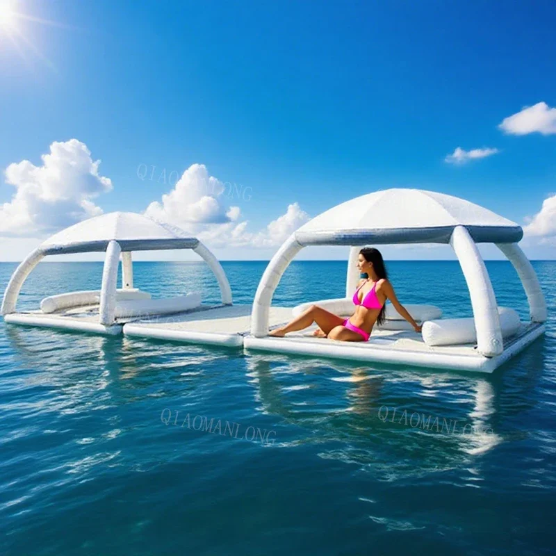 

Raft Dock Air Mat Jet Ski Platform Customized Floating Inflatable Dock With Roof Tent Water Floating Island