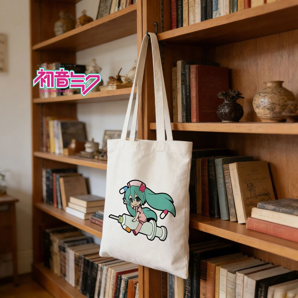 Bolsa de Lona Estilo Chibi de Hatsune Miku - Bolsa de Anime Moderna para Uso Diario, Idea de Regalo para Fans