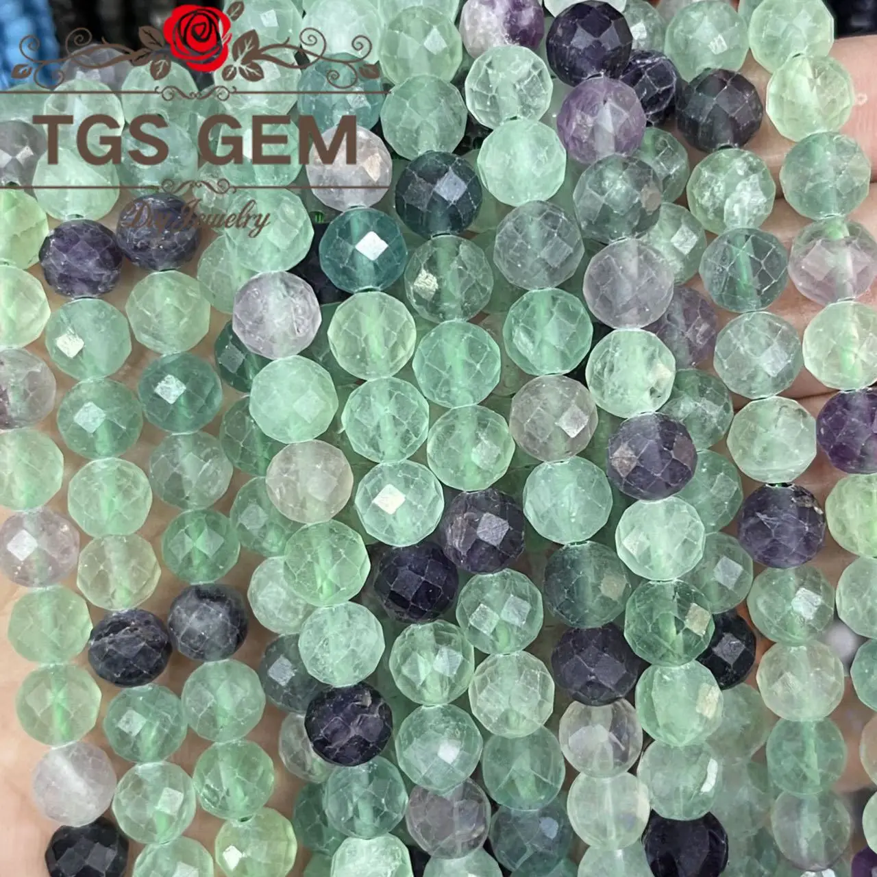 

factory wholesale Engraved hard cut round bead natural stoneAAAColored fluorite Mausoleum pattern small cut scatteredDIY jewelry