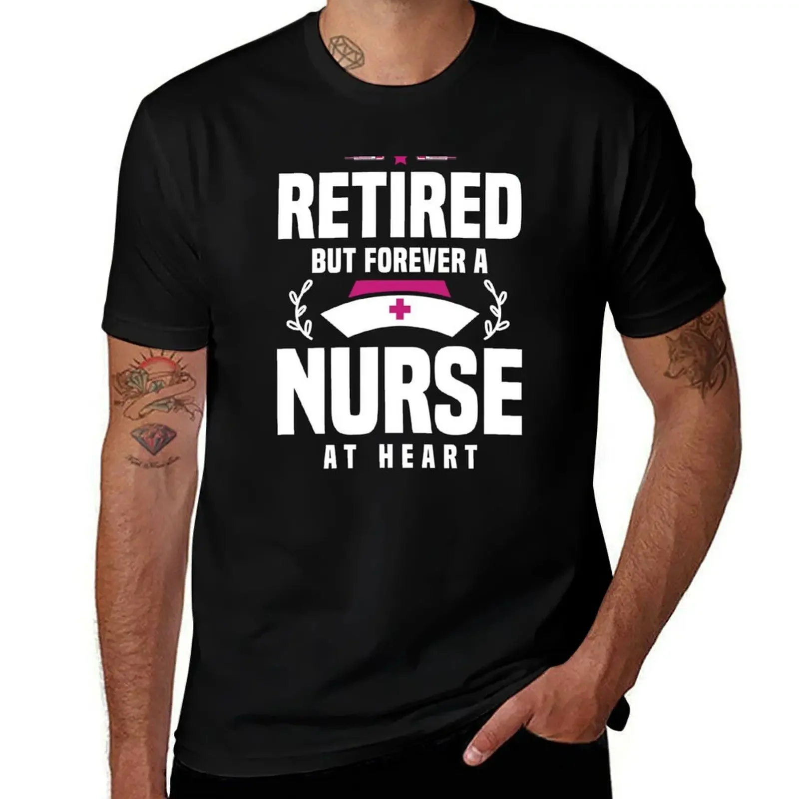 Retired but forever a nurse at heart T-Shirt new gifts and t-shirts Anime t-shirt custom t shirt shirts graphic tee men