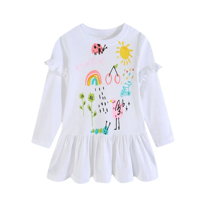 

Cotton 2-8T Long Sleeve Girls T Shirts With Skirts For 2-7 Years Children's Blouses Kids Tees Tops Autumn Wear Blouse