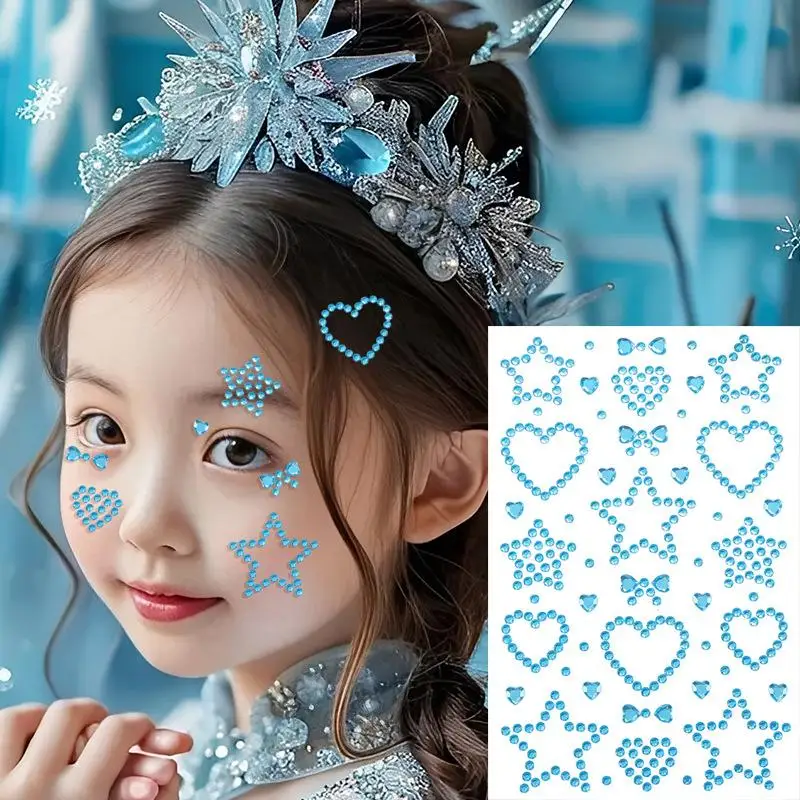 1 Bunte Selbstklebende Gesichts-Strass-Aufkleber mit Herz- und Sterndesign für Kinderpartys, Festivals, Make-up und Cosplay – Detail 9