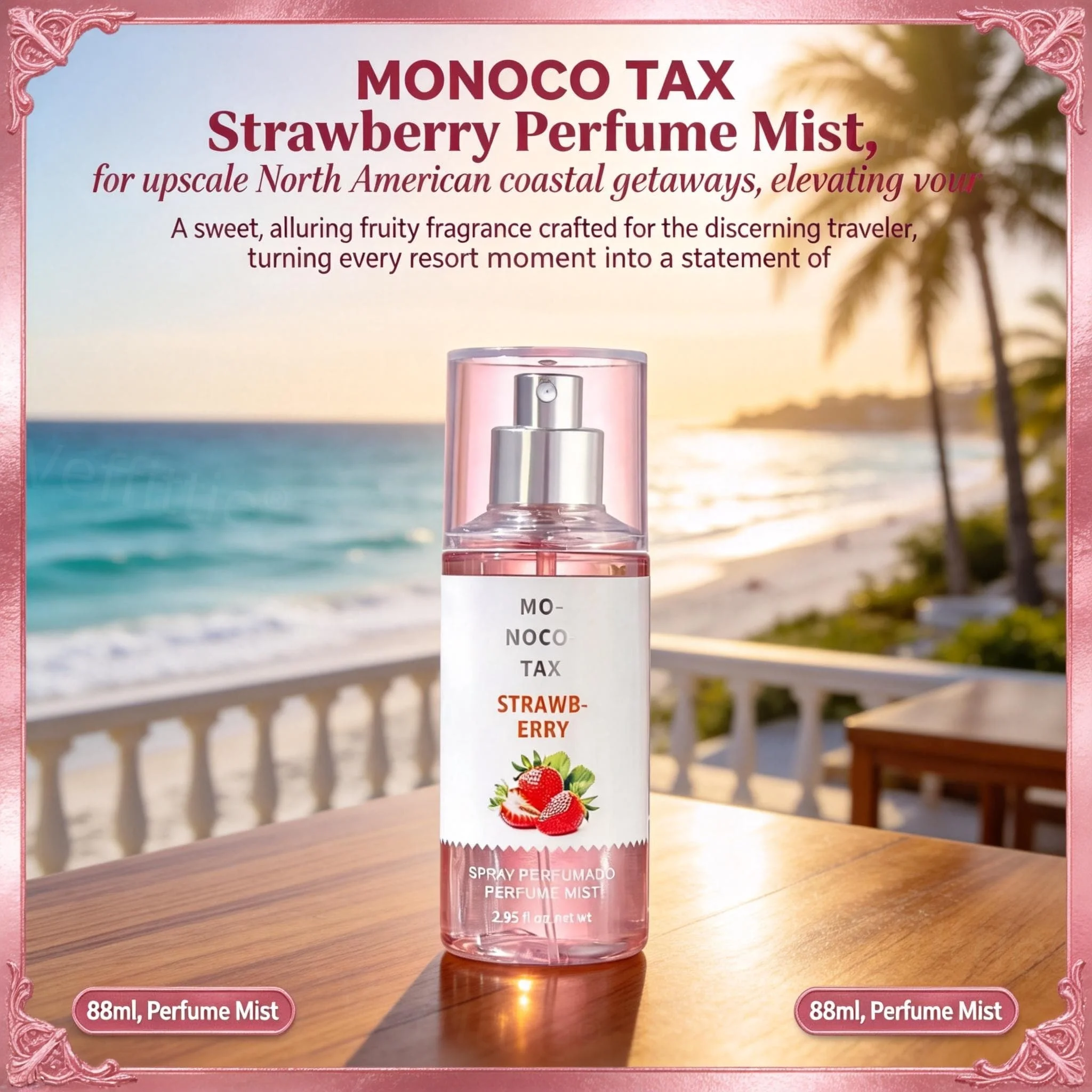 

Vacation Berry Amber Mist, Long Lasting Warm Fruity Aroma, Casual Pink Bottle, Beach Vacation Wear, Relaxing Holiday Getaway Use