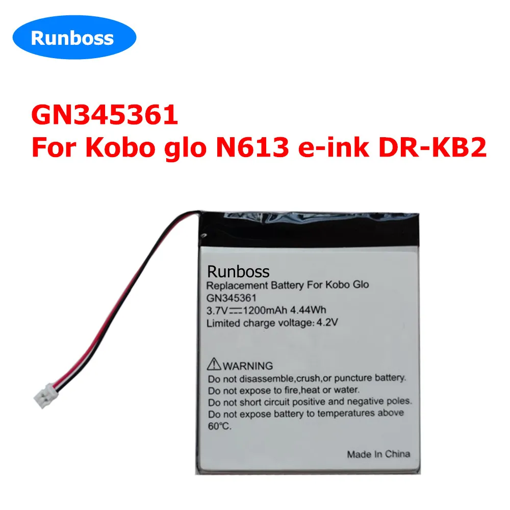 3.7V 1200mAh Rechargeable li-Polymer Li-ion Battery For Kobo glo N613 e-ink DR-KB2 GN345361 With connector E-book Reader