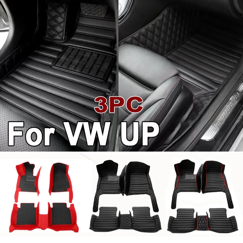 Custom Automotive Car Floor Mats For VW UP 2014 2015 2016 2017 Auto Luxury Leather Men Women Car Mats Full Coverage