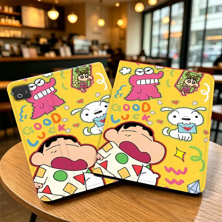 Funny Shin-Chans Friends With Pencil Holder Case for Xiaomi Redmi Pad SE K Pad 8.8 9.7 12.4 Inch Pad 5 6 7 8 Pro Pad 6s Pro 7