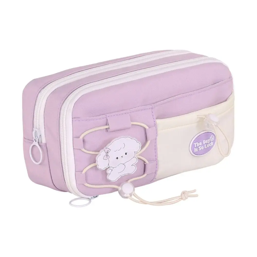 Simple Large Capacity Student Pencil Case Multi-layer Flip Style Cute Pencil Pouch INS Canvas Gel Pen Organizer Kids